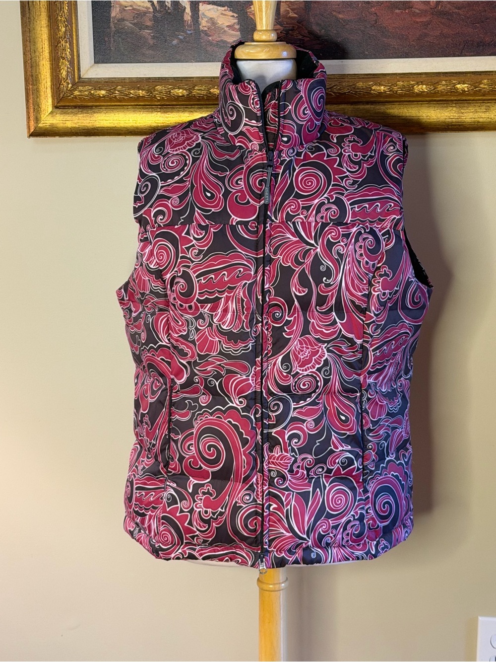 Athleta | Size 2X Women’s Hot Pink Swirl Zip-Front Stand-Collar Vest